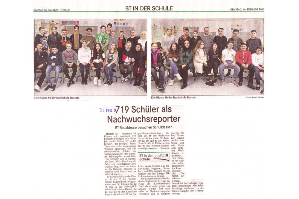 Die Klassen 8a und 8b der Karlschule als Nachwuchsreporter